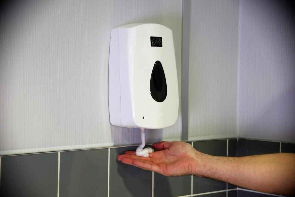 Washroom services: hand hygiene soap dispenser