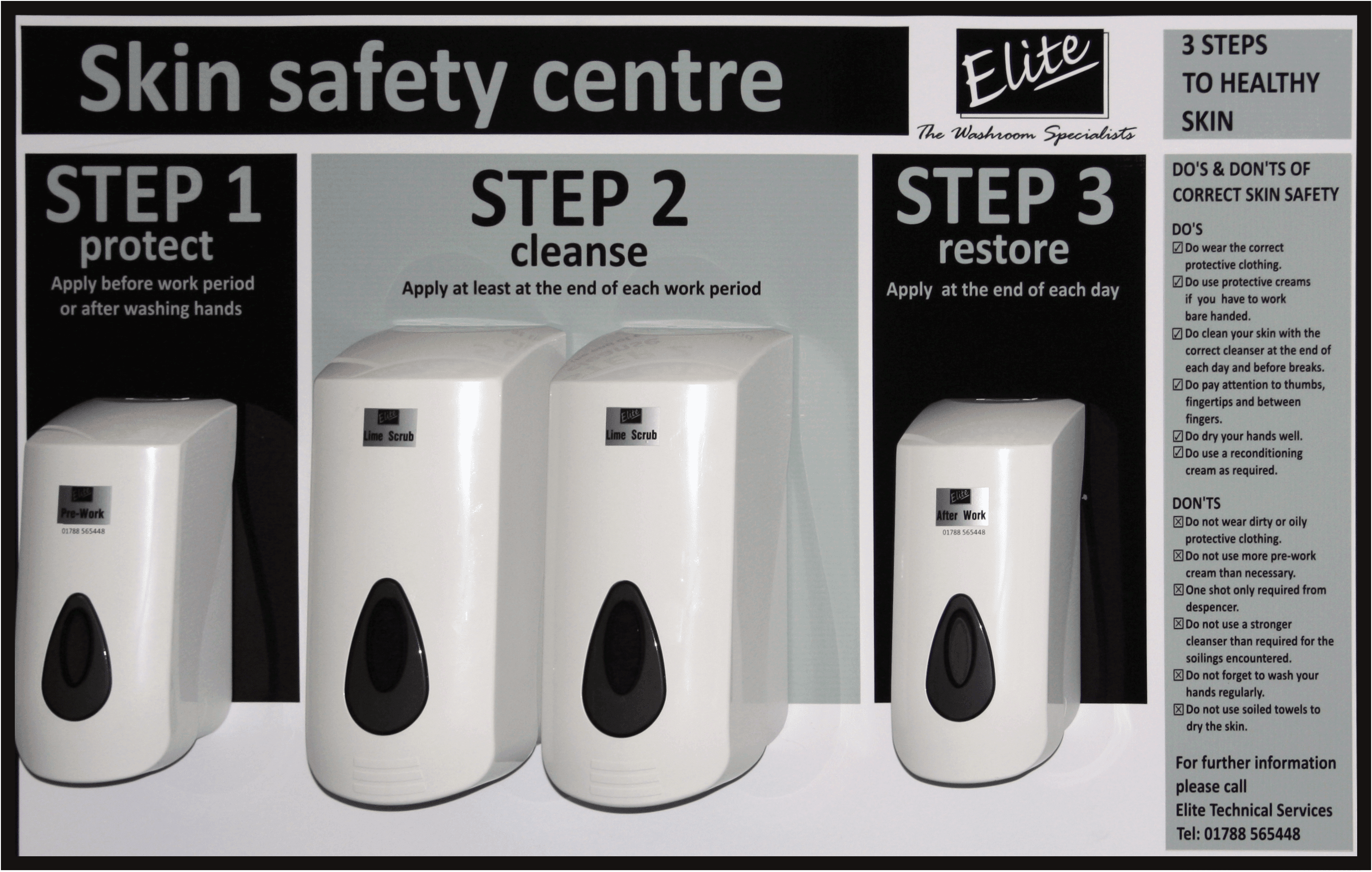 Large 3 step skin safety centre